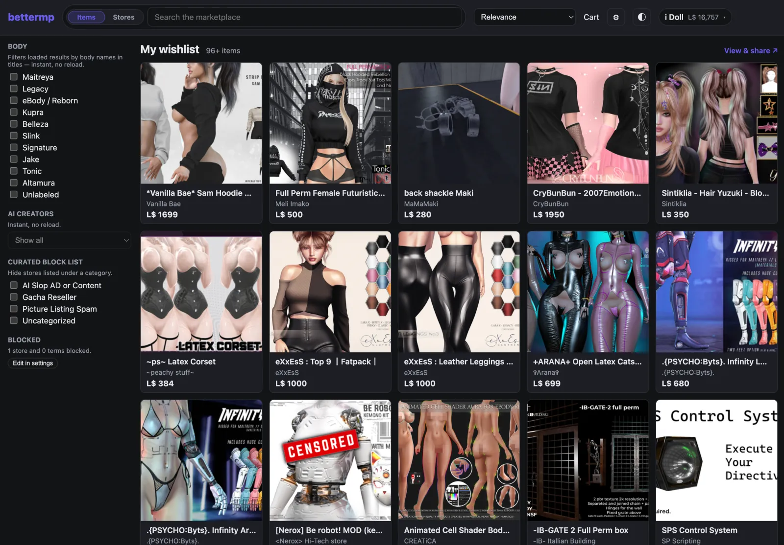 Wishlist in bettermp